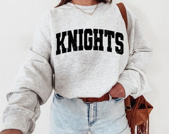 Knights Varsity Mascot Png Sublimation File, School Mascot, Team Mascot, Shirt Design, Distressed + Solid Png, Varsity Font, Grunge Png