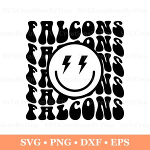 Falken Retro gewelltes MaskottchenSvg Png Eps Dxf, Schulmaskottchen, Team Maskottchen, Shirt-Design, GestapeltSvg, Groovy Aufmunterung, Falken jubeln Liebe