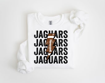Jaguars Football Distressed Lightning Bolt PNG Sublimation File, Stacked Png, Football Season, Trendy Shirt Design, Grunge Png
