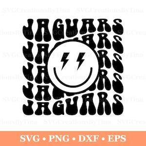 Jaguars Retro Wavy Mascot Svg Png Eps Dxf, School Mascot, Team Mascot, Shirt Design, Stacked Svg, Groovy Svg, Jaguars Cheer Love