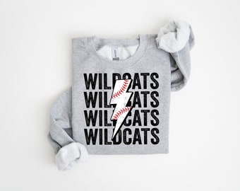 Wildcats Baseball Distressed Lightning Bolt PNG Sublimation File, Stacked Png, Baseball Season, Trendy Aesthetic Shirt Design, Grunge Png