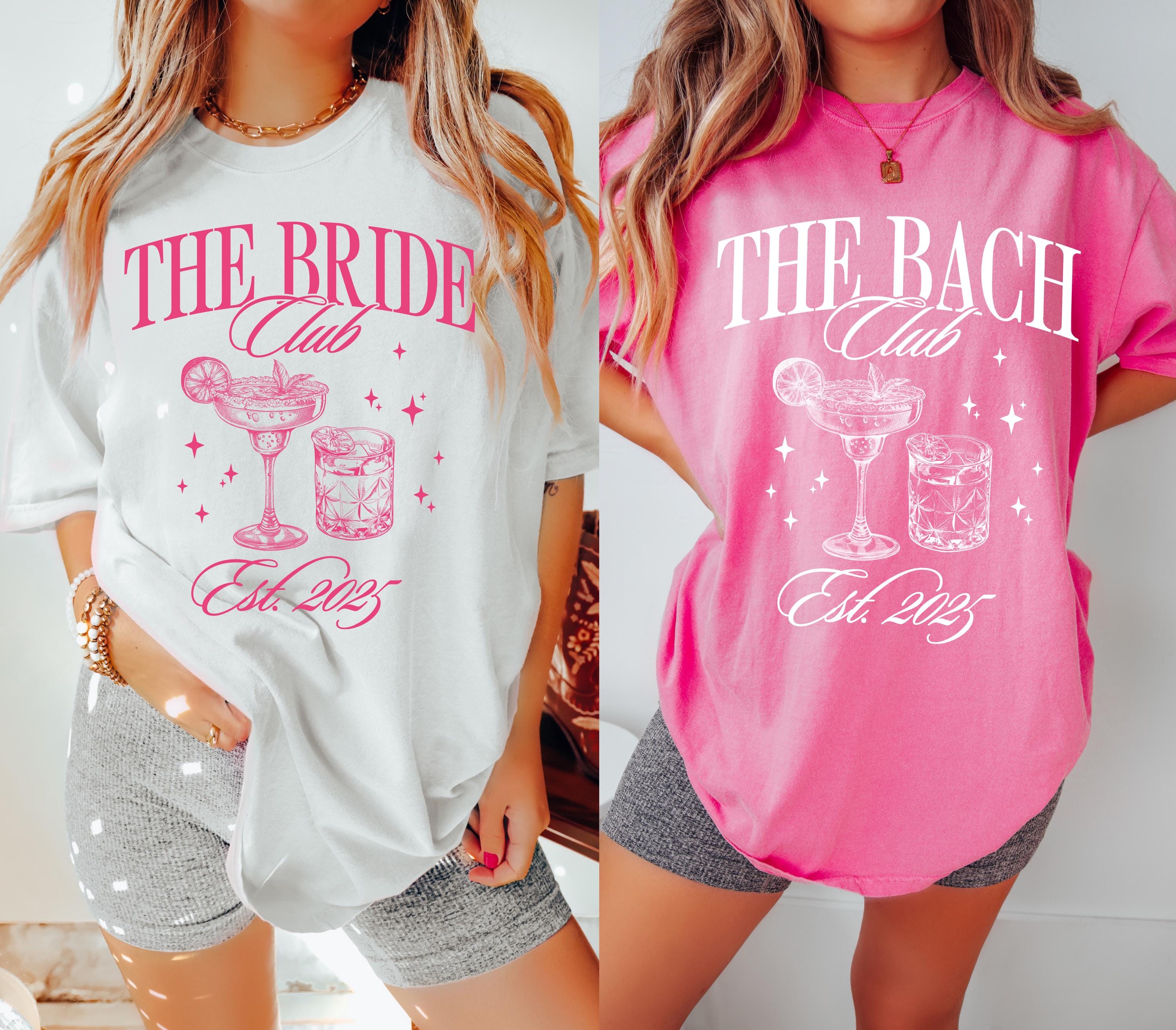 The Bride Club + The Bach Club 2025 PNG Sublimation Files, Bachelorette, White and Pink, Trendy Shirt Design, Cocktails Png, Bach Trip
