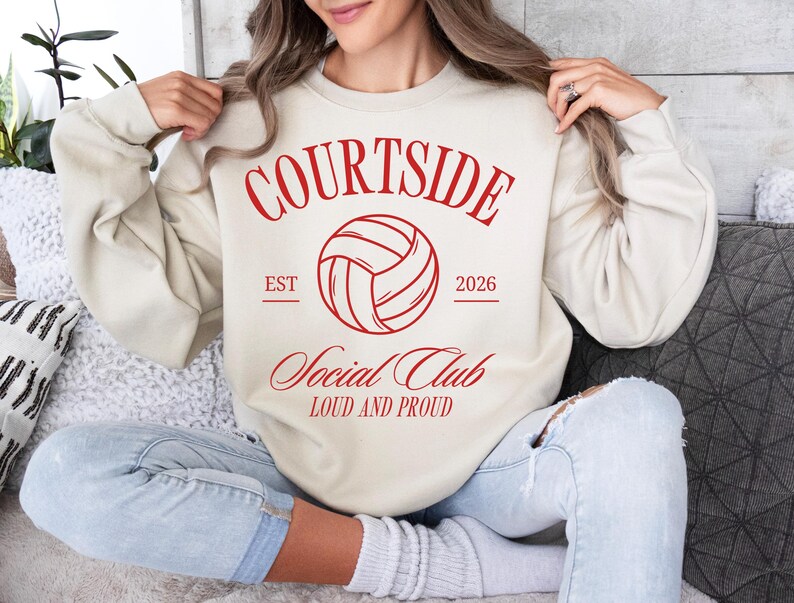 Courtside Social Club Est. 2026 PNG, Volleyball PNG, Loud And Proud, Trendy Aesthetic Shirt Design, Volleyball Mom image 3