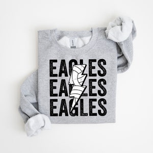 Eagles Volleyball Distressed Lightning Bolt PNG Sublimation File, Stacked Png, Volleyball Season, Trendy Shirt Design, Grunge Png