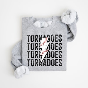 Tornadoes Baseball Distressed Lightning Bolt PNG Sublimation File, Stacked Png, Baseball Season, Trendy Aesthetic Shirt Design, Grunge Png