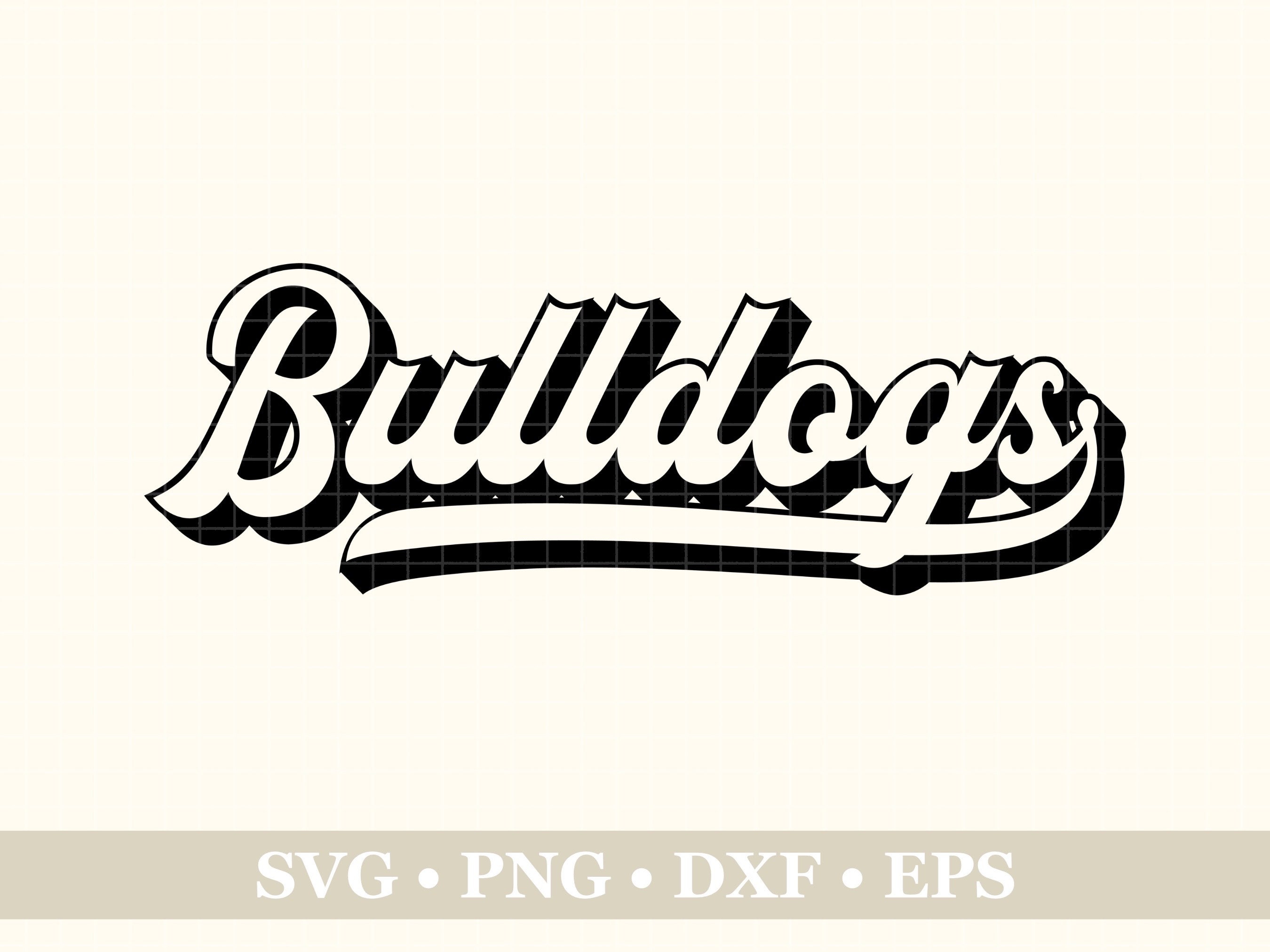 Bulldogs Mascot Retro Swash Font Svg Png Eps Dxf, School Mascot, Team Mascot, Shirt Design, Retro Font, Sublimation Design