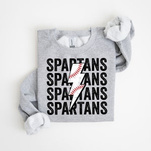 Spartans Baseball Distressed Lightning Bolt PNG Sublimation File, Stacked Png, Baseball Season, Trendy Aesthetic Shirt Design, Grunge Png