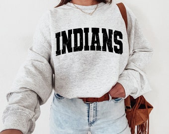 Indians Varsity Mascot Png Sublimation File, School Mascot, Team Mascot, Shirt Design, Distressed + Solid Png, Varsity Font, Grunge Png