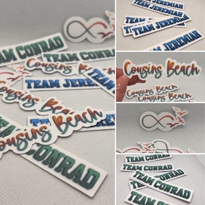 The summer I turned pretty stickers, tv show stickers, stickers, decorative stickers, team Conrad, team Jeremiah, cousins beach, infinity
