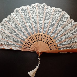 Luxury Bridal Spanish Wooden Hand Fan in Sipo Wood