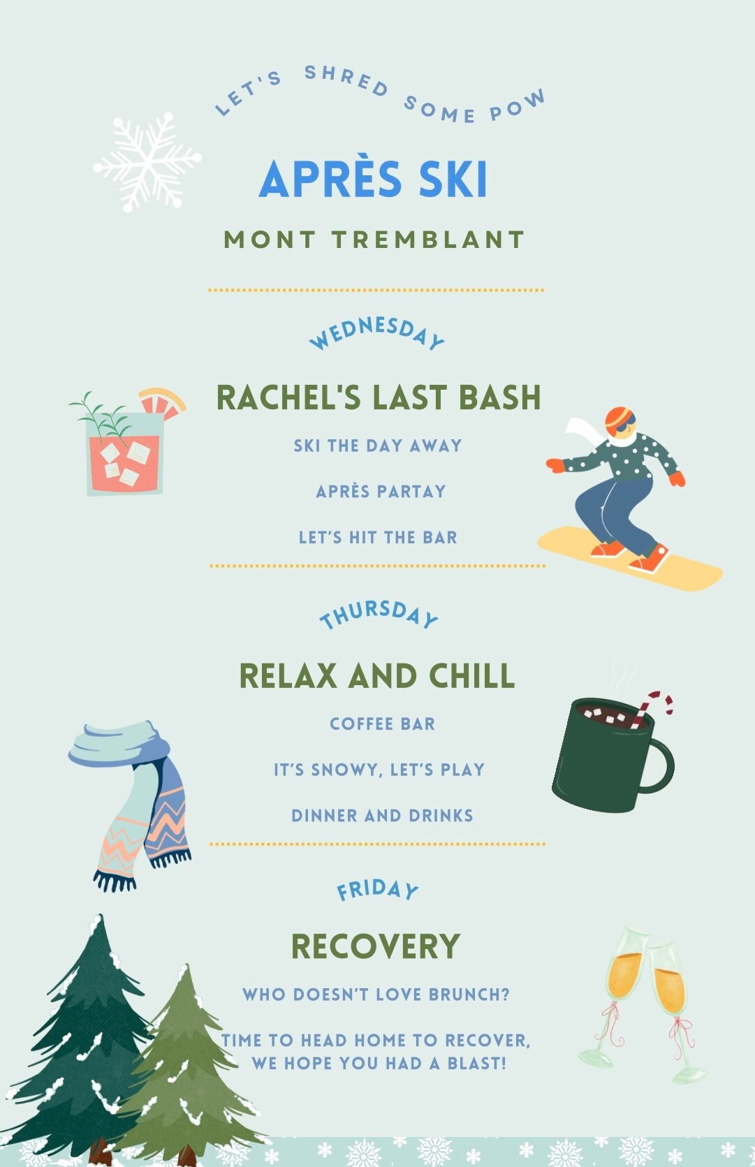 Après Ski Bachelorette Labels and Cards Template for Gifts - Etsy
