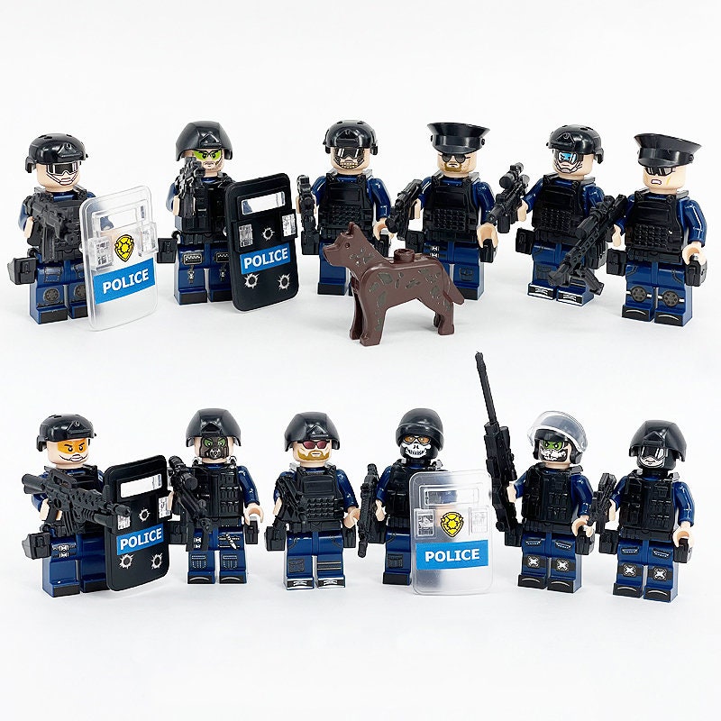 12 Pcs Special Unit Army Minifigures With Weapons Pack and Dog Figures