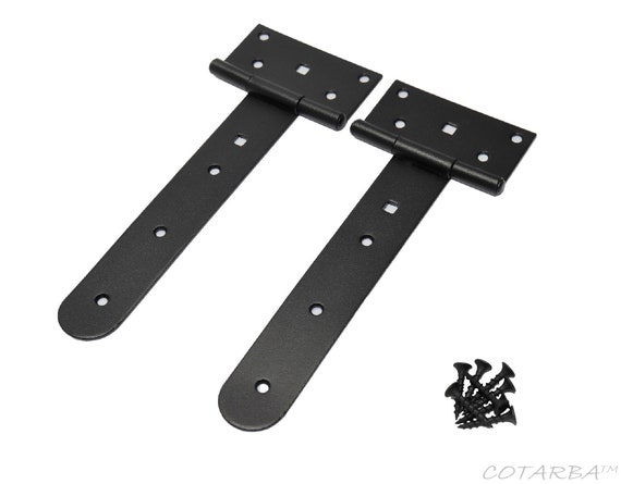 Pair High Quality Black Backflap Hinges Heavy Duty Strap Tee Gate Shed Door Box 