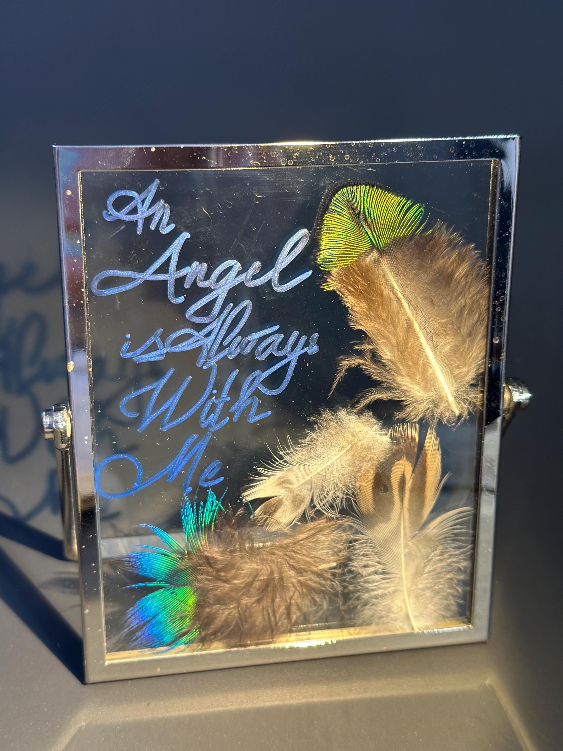 Metal-framed Floating Glass Display Frame, Decorating With Feathers ...