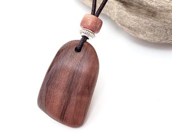 Handmade Red Cedar Wood Charm Necklace - Stylish Natural Jewellery