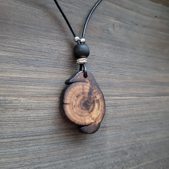 Natural Beech Wood Necklace, Woodland Bohemian Handmade Wooden Charm, Natural Sustainable