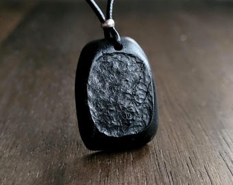Hand Carved Wooden Pendant Necklace - Irish Bog Oak Protection Amulet, Handmade