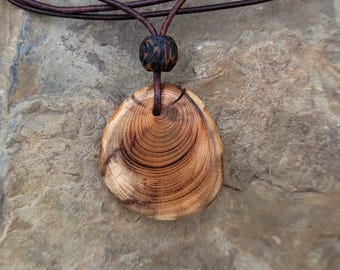 Yew Tree Circle Amulet Necklace Handmade Nature Inspired Wood Jewelry