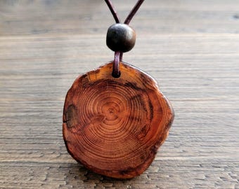 Natural Cedar Wood Pendant Necklace, Organic Red Cedar Jewellery, Rustic Charm, Wild Botanical