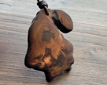 Rare Ancient Wood Pendant Necklace Handcrafted Bog Yew Jewelry, Unique Wood Gifts from Ireland