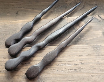 Hand-Carved Ancient Bog Oak Hair Stick | 5,000-Year-Old Irish Wood Pin