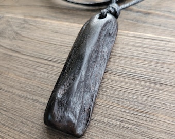Wooden Necklace Pendant Bog Oak Wood Celtic Talisman, Irish Heritage Gift, Druid Pagan Wicca