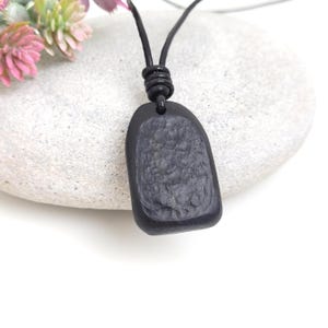 Hand Carved Irish Bog Oak Necklace - Textured Wooden Charm - Ireland Gifts