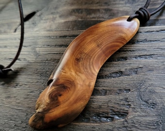 Necklace Amulet Handmade Organic Yew Wood, Forest Inspired Spiritual Jewelry, Witchy Talisman Amulet