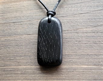 Handmade Irish Bog Oak Necklace Earthy Celtic Wood Charm, Talisman For Men