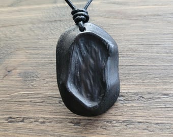 Organic Irish Bog Oak Pendant - Ancient Wood Jewelry, Boho Wooden Necklace