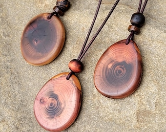 Bohemian Organic Red Cedar Wood Pendant Necklace – Handmade Jewelry, Gifts of Wood