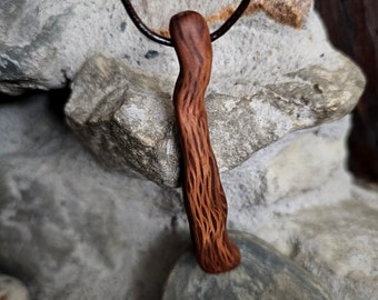Oak Wood Pendant Necklace, Wooden Charm Amulet