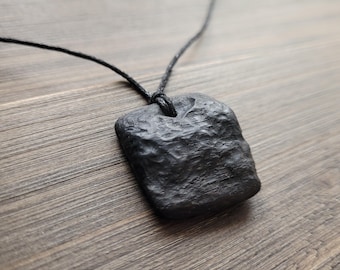 Irish Bog Oak Talisman Pendant Necklace, Hand Carved Live Edge Wood, Mystical Nature Jewelry