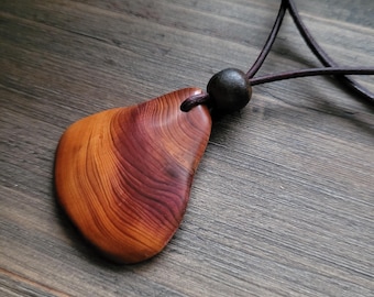 Yew Wood Necklace Pendant, Protective Witchcraft Amulet, Spiritual Wooden Necklace, Bohemian Artisan Jewelry
