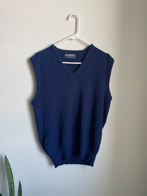 Vintage Blue Sweater Vest, Puritan Acrylic Large D