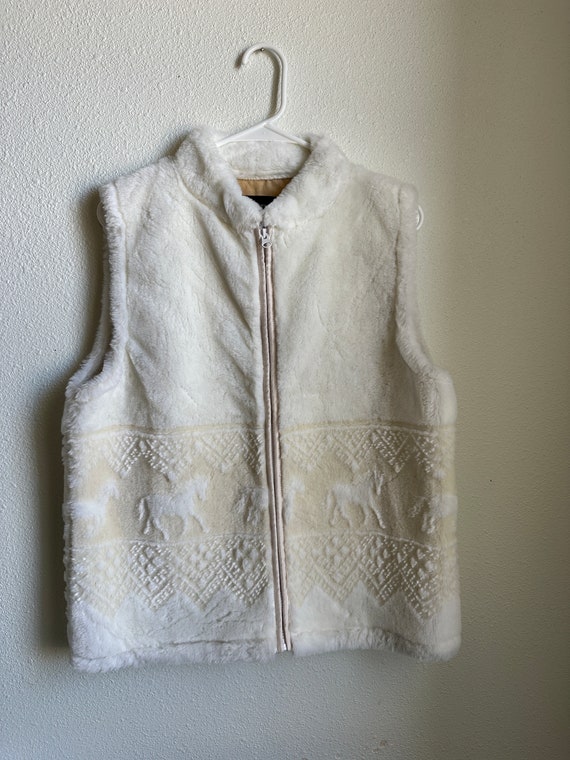 Vintage White Furry Vest, Southwest Indian Foundat