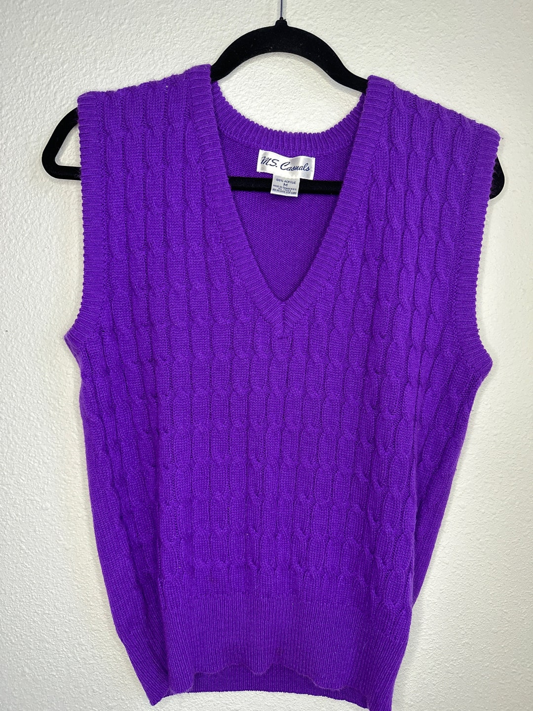 Vintage Purple Sweater Vest Womens Medium MS Casuals Vest Etsy