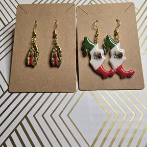 Virgen de Guadalupe and Mexican Flag Earrings