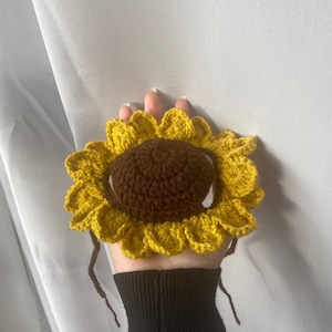Crochet Sunflower Hat for Cats