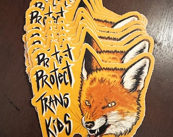 protect trans kids fox - trans rights - lgbtqia - sticker