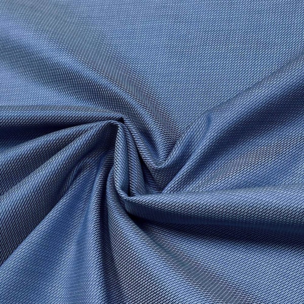 Baumwollstoff in schimmerndem Blau, italienischer Baumwoll-Jacquard für ganzjährig tragbare Blusen, Hemden, Röcke und Kleider