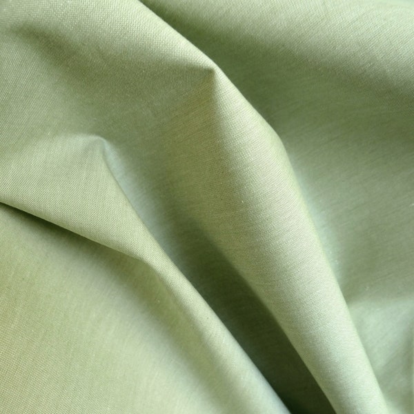 Baumwollstoff in meliertem Hellgrün, italienisches Baumwollgewebe für Kleider, Röcke, Hemden, leichte Jacken, Kostüme oder Wohntextilien