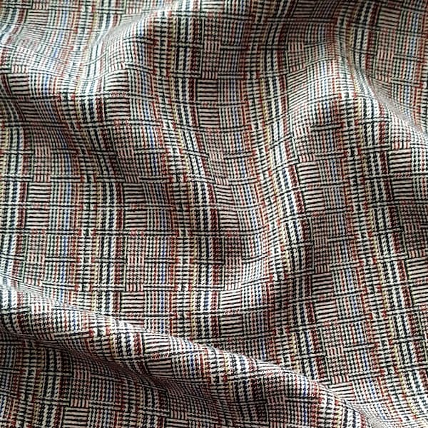 Soft stretch virgin wool fabric with a fine check pattern, Italian designer fabric for comfortable dresses, skirts, trousers, blazers and jackets