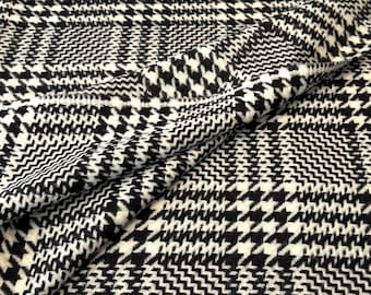 Checked wool fabric, virgin wool, black & white – high-quality tweed check fabric for jackets and coats – made in Germany