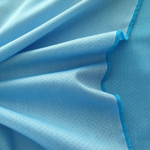 italienischer Baumwollstoff in schimmerndem Türkisblau, leichter Baumwoll-Jacquard für elegante Blusen, Hemden, Kleider und Röcke