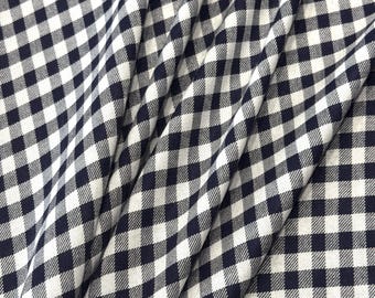 Viscose fabric, checkered dark blue and white - yarn-dyed Vichy check from Italy