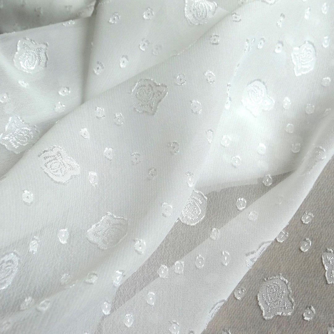 Chiffon Pattern White Chiffon With Rose Pattern - Etsy