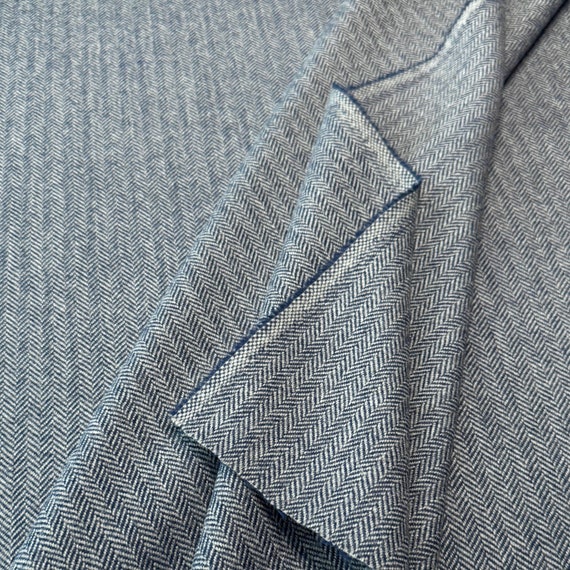 Tweed Stoff Fischgrät Blau – hochwertiger Wollstoff aus Schurwolle für Blazer, Jacken, Mäntel, Westen – warm, nachhaltig & edel