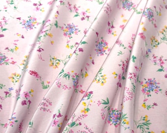 Silk fabric with a pink floral pattern - Italian silk blend with cotton for elegant blouses and dresses - silky smooth & light for summer.