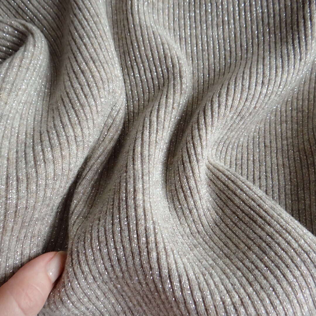 1.6 M Remaining Rib Knit With Lurex and Wool Beige Mottled, Italian ...